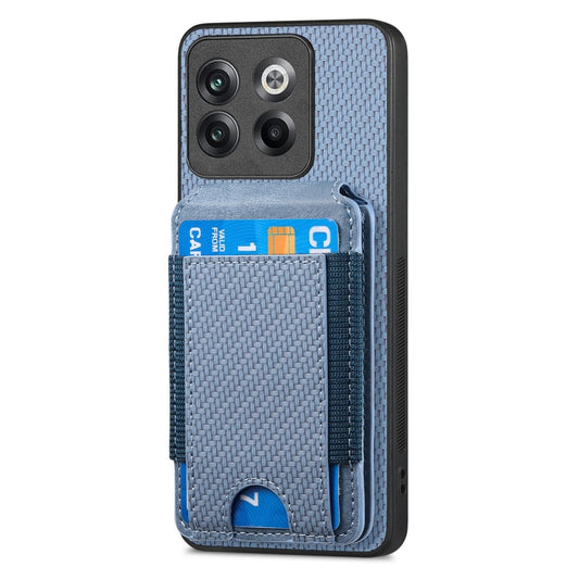 For OnePlus 12 5G Carbon Fiber Vertical Flip Wallet Stand Phone Case(Blue) by buy2fix