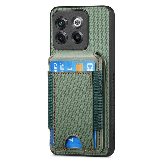 For OnePlus 12 5G Carbon Fiber Vertical Flip Wallet Stand Phone Case(Green) by buy2fix