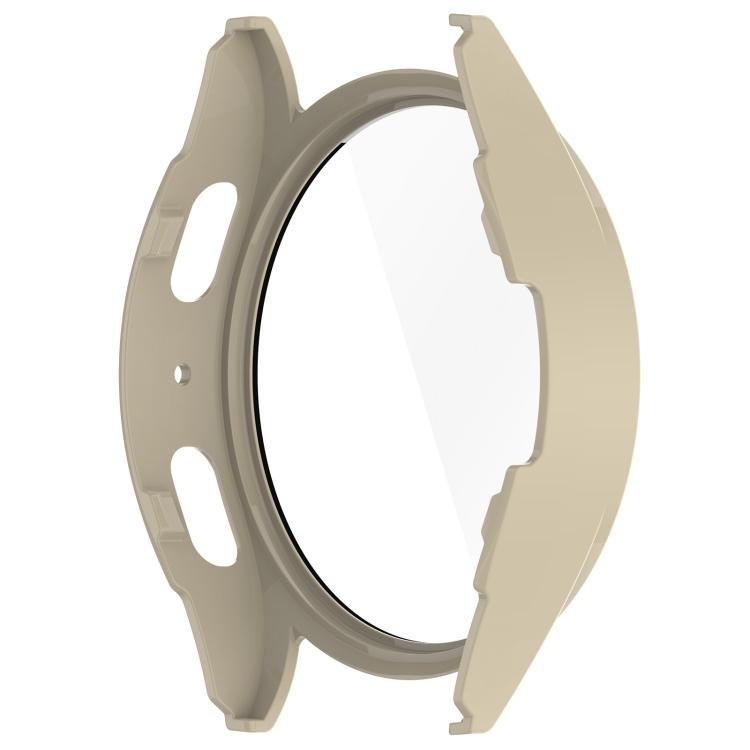 For Samsung Galaxy Watch 7 44mm Tempered Film Integrated Waterproof PC Watch Protective Cover(Ivory) - Watch Cases by buy2fix | Online Shopping UK | buy2fix