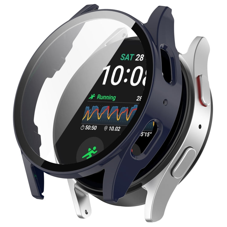 For Samsung Galaxy Watch 7 44mm Tempered Film Integrated Waterproof PC Watch Protective Cover(Dark Blue) - Watch Cases by buy2fix | Online Shopping UK | buy2fix