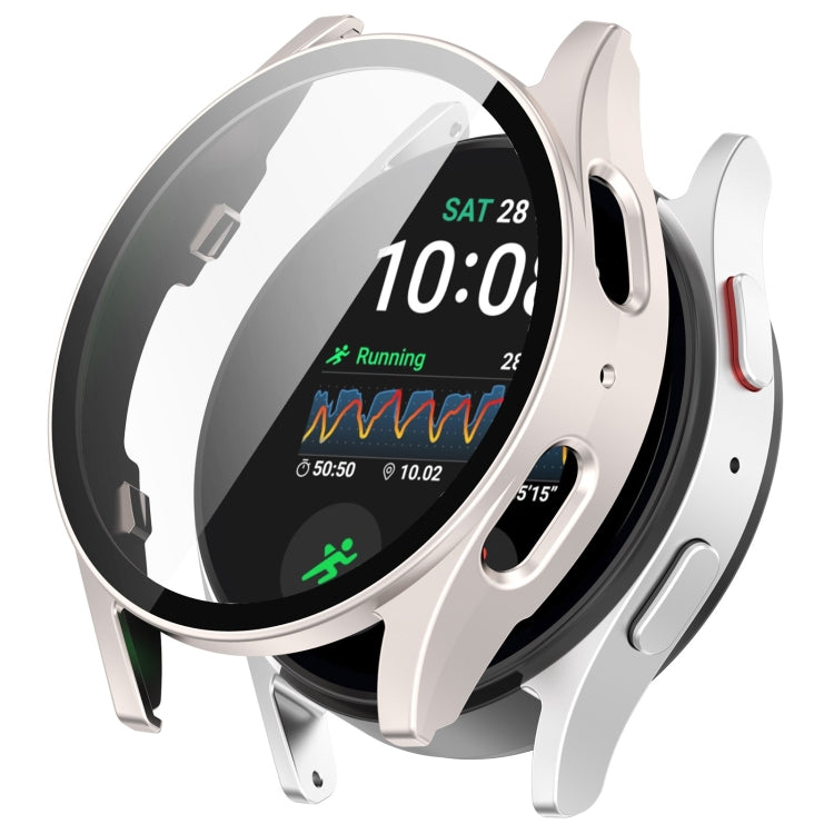 For Samsung Galaxy Watch 7 44mm Tempered Film Integrated Waterproof PC Watch Protective Cover(Starlight) - Watch Cases by buy2fix | Online Shopping UK | buy2fix