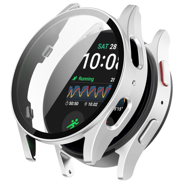 For Samsung Galaxy Watch 7 40mm Tempered Film Integrated Waterproof PC Watch Protective Cover(Silver) - Watch Cases by buy2fix | Online Shopping UK | buy2fix