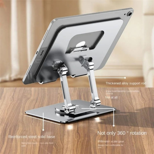 YY-J18 360 Degree Rotation Folding Hollow Heat Dissipation Phone Tablet Stand(Silver) - Desktop Holder by buy2fix | Online Shopping UK | buy2fix