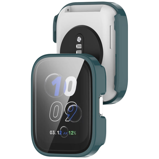 For Amazfit bip5 Unity PC + Tempered Glass Film Integrated Watch Protective Case(Pine Needle Green) by buy2fix