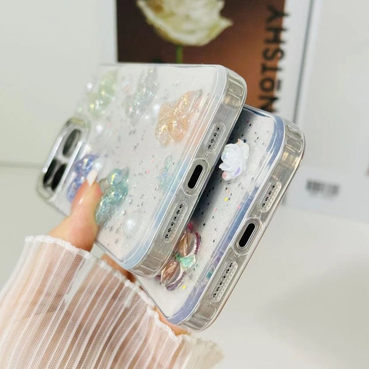 For iPhone 16 Pro Max 3D Colorful Crystal Butterfly TPU Phone Case(Butterful Flowers) by buy2fix