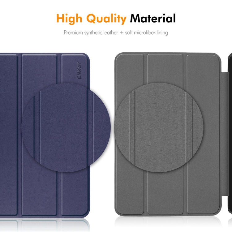 For iPad Air 13 2024 ENKAY Tri-fold Custer Texture TPU Leather Smart Tablet Case with Pen Slot(Dark Green) - iPad Air 13 2025 / 2024 Cases by ENKAY | Online Shopping UK | buy2fix