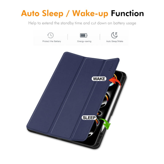 For iPad Pro 13 2025 / 2024 ENKAY Tri-fold Custer Texture TPU Leather Smart Tablet Case with Pen Slot(Grey) by ENKAY