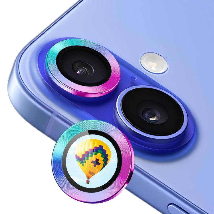 For iPhone 16 / 16 Plus ENKAY Hat-Prince AR 9H Rear Lens Aluminium Alloy Tempered Glass Film(Colorful) - iPhone 16 Tempered Glass by ENKAY | Online Shopping UK | buy2fix