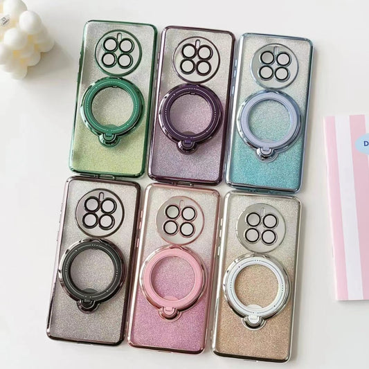 For Huawei Mate 60 Rotation MagSafe Holder Gradient Glitter TPU Phone Case(Pink) by buy2fix