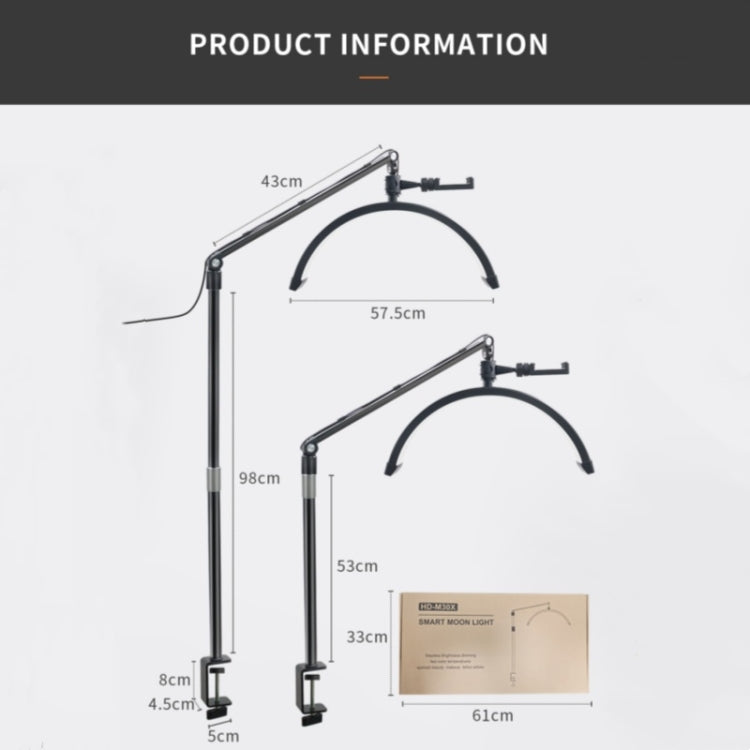 D-M30X 23 inch Half Moon Shape Beauty Manicure Lamp Curved Fill Light, Plug:EU Plug by buy2fix