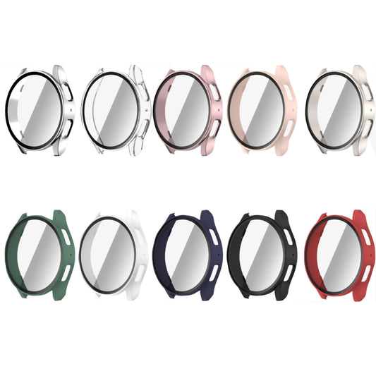 For Samsun Galaxy Watch 7 44mm PC + Tempered Film Integrated Watch Protective Case(Rose Gold) by buy2fix