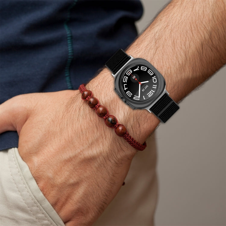 For Samsung Galaxy Watch Ultra 47mm Loop Nylon Hook and Loop Fastener Watch Band(Seashell Color) by buy2fix