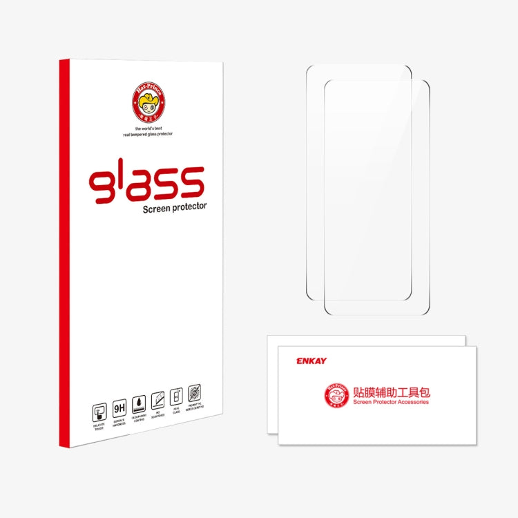 For Motorola Moto G Play 2024 2pcs ENKAY 9H Big Arc Edge High Aluminum-silicon Tempered Glass Film by ENKAY