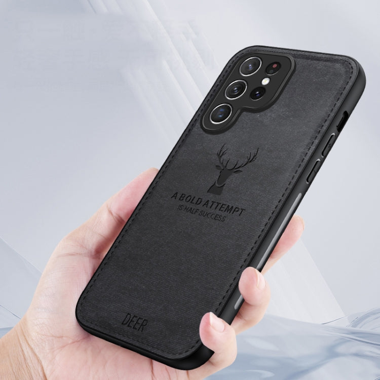 For Samsung Galaxy S25 Ultra 5G Deer Head Cloth Skin All-inclusive Phone Case(Black) by buy2fix