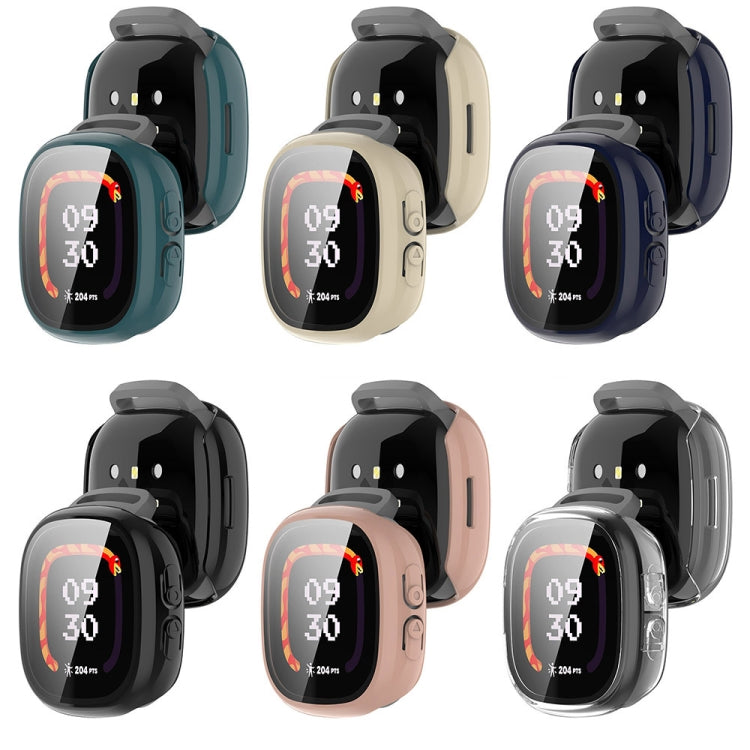 For Fitbit Ace LTE PC + Tempered Glass Film Integrated Watch Protective Case(Sakura Pink) by buy2fix