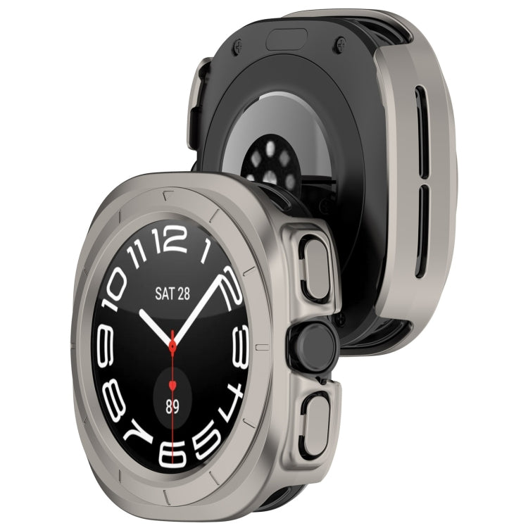 For Samsung Galaxy Watch Ultra 47mm / Ultra 2025 Half Coverage Hollowed PC Watch Protective Cover(Titanium Color) - Watch Cases by buy2fix | Online Shopping UK | buy2fix