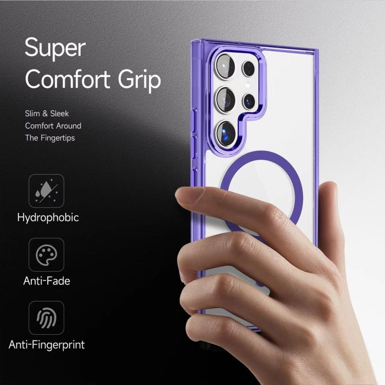 For Samsung Galaxy S22 Ultra 5G Ice Color Magnetic Series TPU Hybrid Acrylic Magsafe Phone Case(Gemstone Blue) by buy2fix