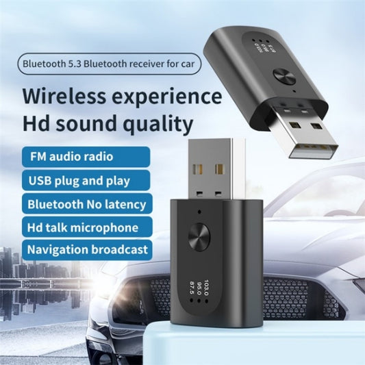 M08 USB Bluetooth 5.3 Adapter Hands-Free Call Car Wireless Audio Receiver by buy2fix