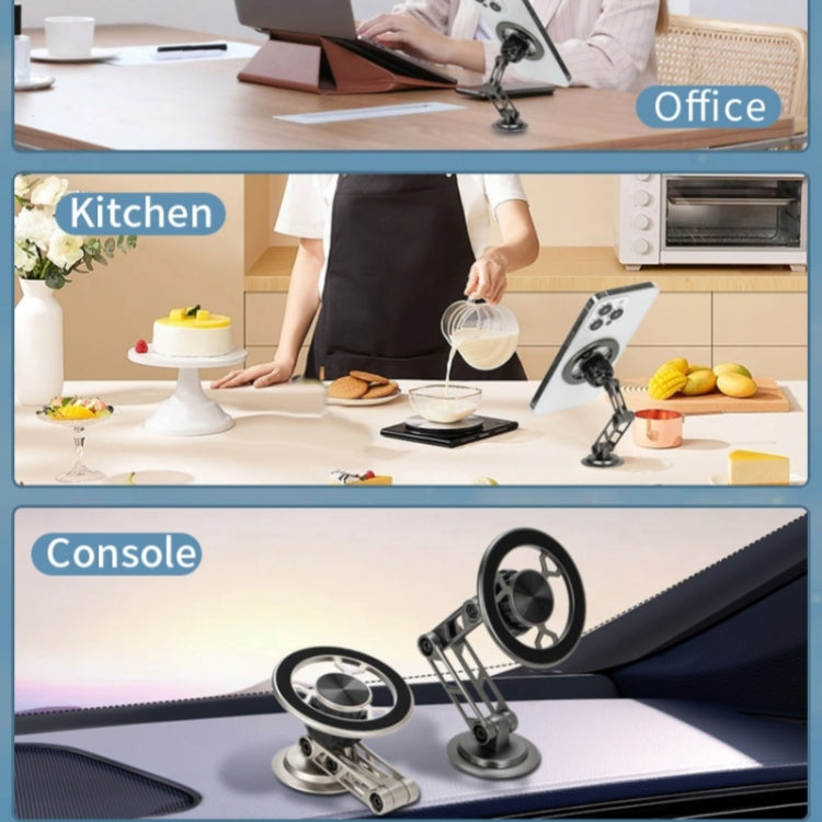 G188 Aluminum Alloy Adjustable Cellphone Stand Car Dashboard Magnetic Phone Holder(Grey) by buy2fix