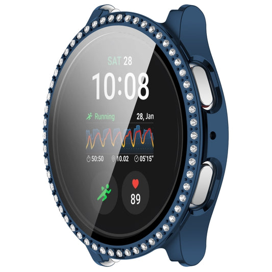 For Samsung Galaxy Watch 7 44mm Single Row Diamond PC + Tempered Film Integrated Watch Protective Case(Midnight Blue) by buy2fix