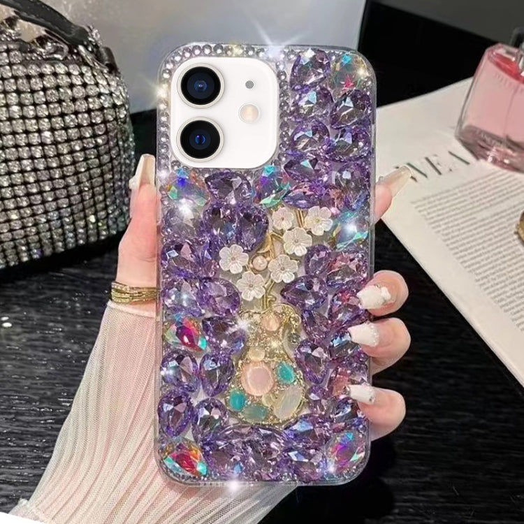 For iPhone 12 mini Plum Blossom Handmade Diamond Inlay PC Phone Case(Purple) - iPhone 12 mini Cases by buy2fix | Online Shopping UK | buy2fix