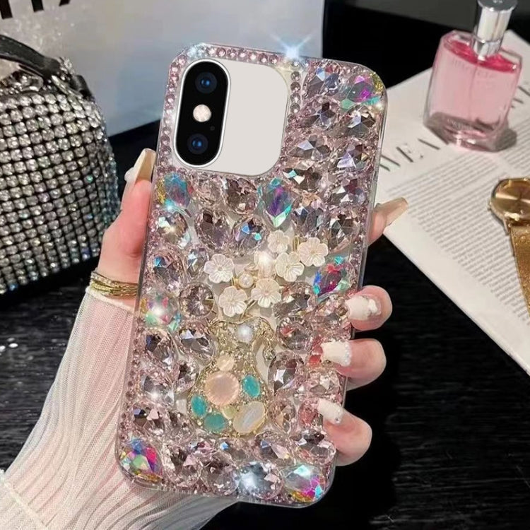 For iPhone X / XS Plum Blossom Handmade Diamond Inlay PC Phone Case(Pink) - More iPhone Cases by buy2fix | Online Shopping UK | buy2fix