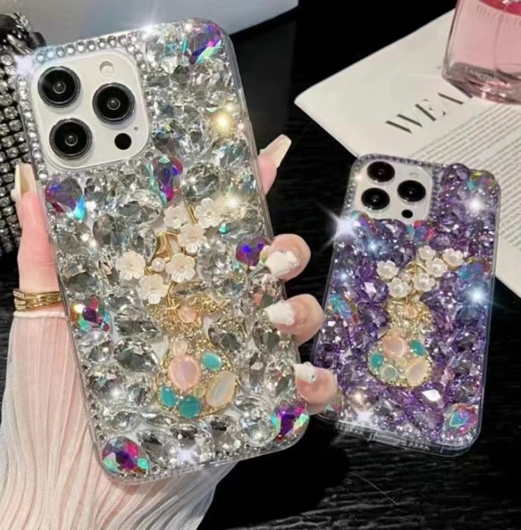 For iPhone 15 Pro Plum Blossom Handmade Diamond Inlay PC Phone Case(Pink) - iPhone 15 Pro Cases by buy2fix | Online Shopping UK | buy2fix