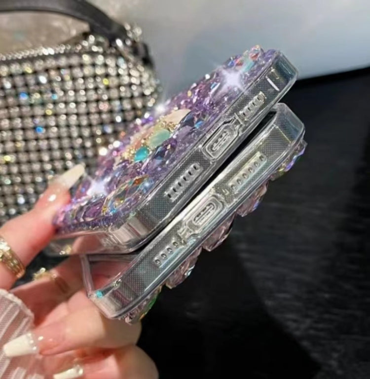 For iPhone 16 Pro Max Plum Blossom Handmade Diamond Inlay PC Phone Case(Purple) - iPhone 16 Pro Max Cases by buy2fix | Online Shopping UK | buy2fix