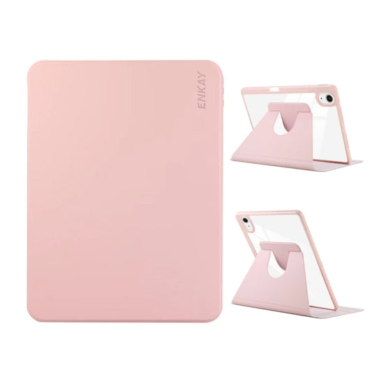 For iPad Pro Air 11 2024 ENKAY 360 Rotation PMMA Leather Smart Tablet Case with Pen Slot(Pink) - iPad Air 13 2025 / 2024 Cases by ENKAY | Online Shopping UK | buy2fix