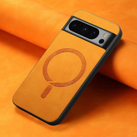 For Google Pixel 9 Pro XL Retro Magsafe Magnetic PU Back Cover Phone Case(Yellow) by buy2fix