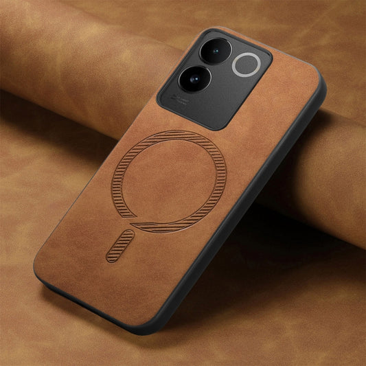 For vivo S18 / S18 Pro 5G Retro Magsafe Magnetic PU Back Cover Phone Case(Brown) by buy2fix