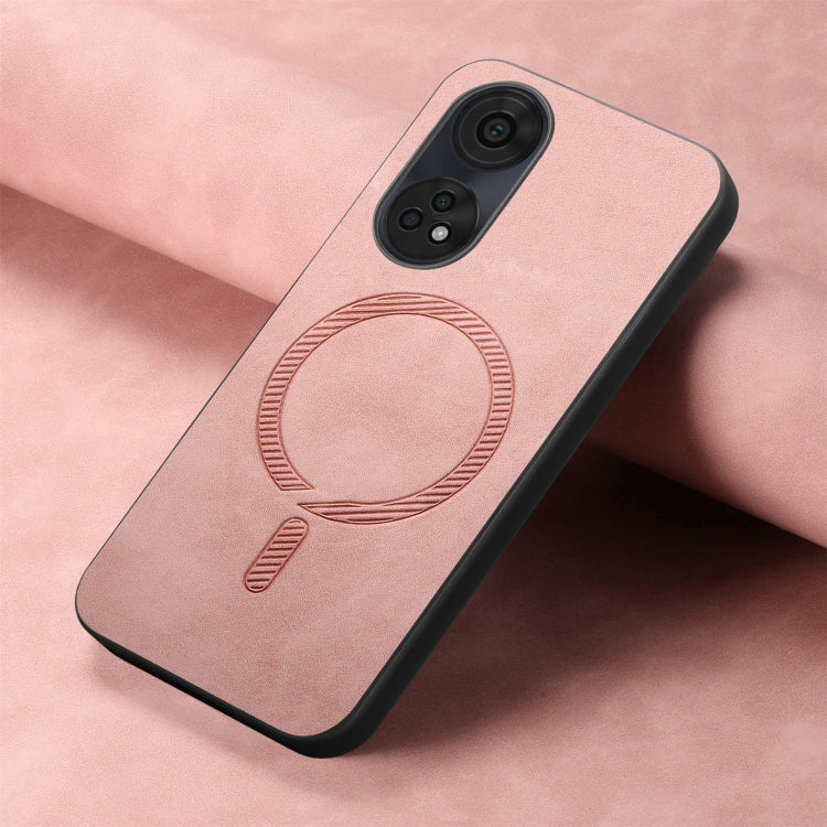 For OPPO Reno11 F Retro Magsafe Magnetic PU Back Cover Phone Case(Pink) - OPPO Cases by buy2fix | Online Shopping UK | buy2fix