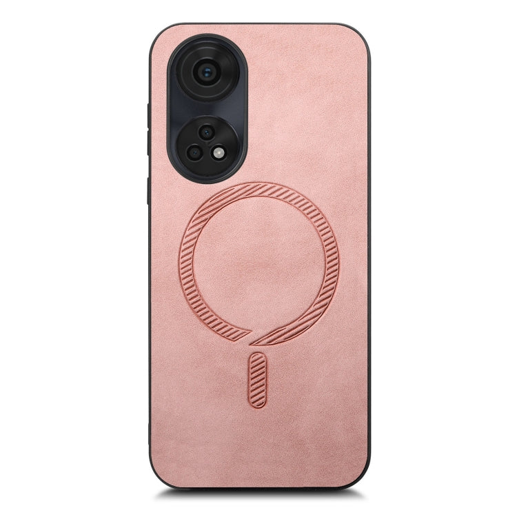 For OPPO Reno11 F Retro Magsafe Magnetic PU Back Cover Phone Case(Pink) - OPPO Cases by buy2fix | Online Shopping UK | buy2fix