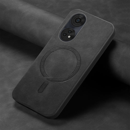 For OPPO Find X7 5G Retro Magsafe Magnetic PU Back Cover Phone Case(Black) by buy2fix