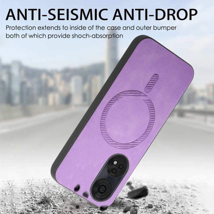 For OPPO Reno11 F Retro Magsafe Magnetic PU Back Cover Phone Case(Pink) - OPPO Cases by buy2fix | Online Shopping UK | buy2fix