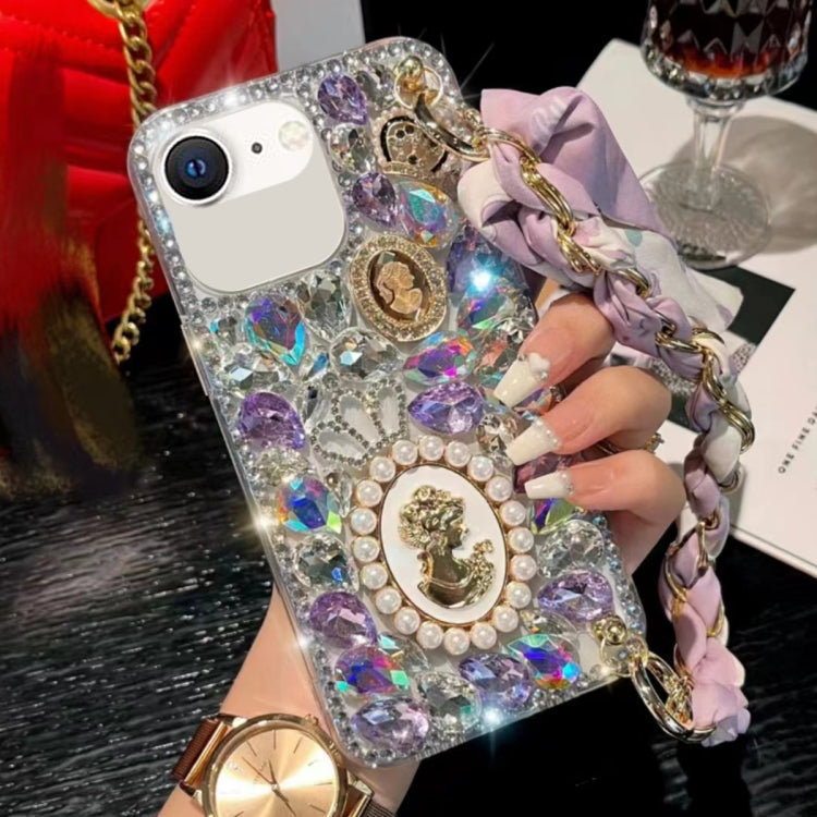 For iPhone SE 2022 / 7 / 8 Handmade Diamond Purple Gemstone Scarf Bracelet PC Phone Case(White) - iPhone SE 2022 / 2020 / 8 / 7 Cases by buy2fix | Online Shopping UK | buy2fix