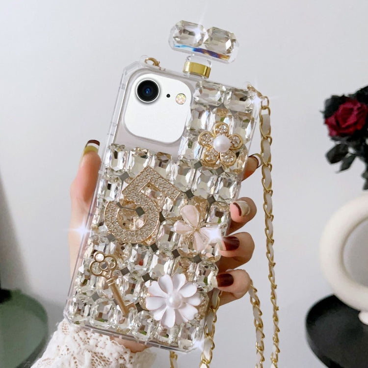 For iPhone SE 2022 / 7 / 8 Crossbody Perfume Bottle Handmade Inlaid Diamond PC Phone Case(White) - iPhone SE 2022 / 2020 / 8 / 7 Cases by buy2fix | Online Shopping UK | buy2fix