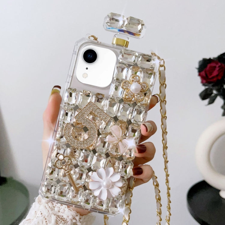For iPhone XR Crossbody Perfume Bottle Handmade Inlaid Diamond PC Phone Case(Black) - More iPhone Cases by buy2fix | Online Shopping UK | buy2fix