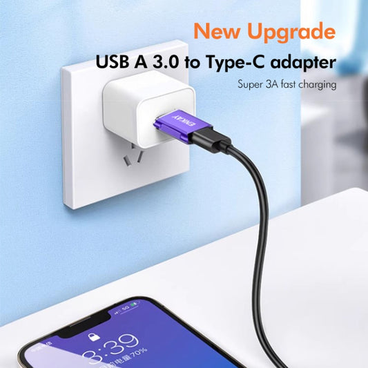 ENKAY ENK-AT119 Aluminium Alloy Male USB 3.0 to Female Type-C Data Adapter Converter Support Fast Charging(Grey) by ENKAY