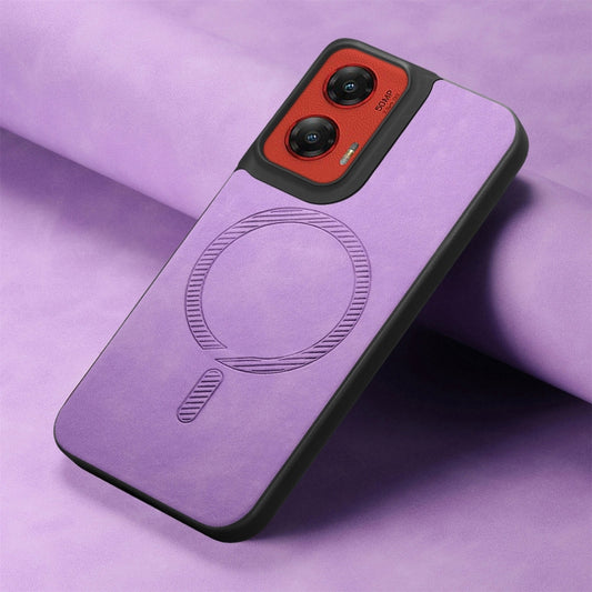 For Motorola Moto G Stylus 5G 2024 Retro Magsafe Magnetic PU Back Cover Phone Case(Purple) by buy2fix