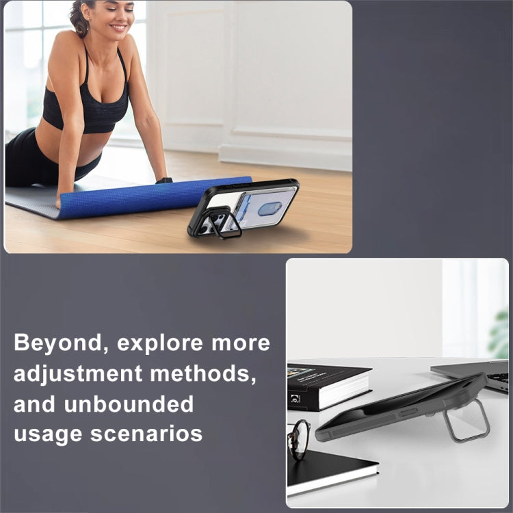 For iPhone 16 Plus Card Bag Holder Acrylic Hybrid TPU Phone Case(Red) by buy2fix