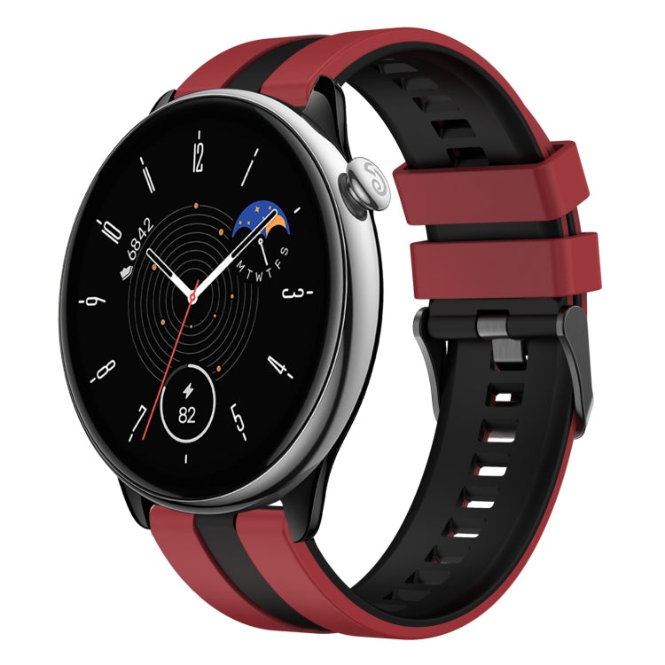 For Amazfit GTR Mini 20mm Two-Color Sports Silicone Watch Band(Red+Black) - Watch Bands by buy2fix | Online Shopping UK | buy2fix