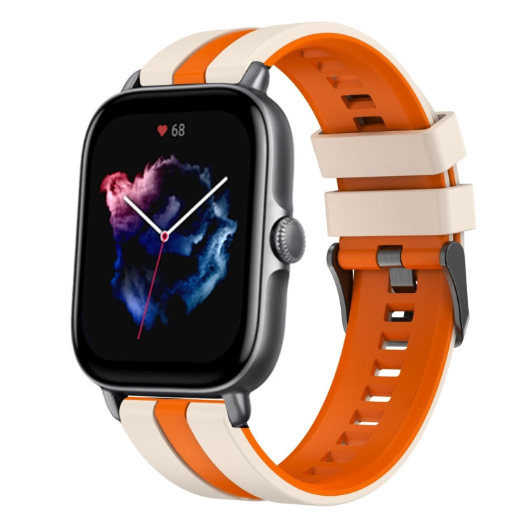 For Amazfit GTS 3 20mm Two-Color Sports Silicone Watch Band(Starlight+Orange) - Watch Bands by buy2fix | Online Shopping UK | buy2fix