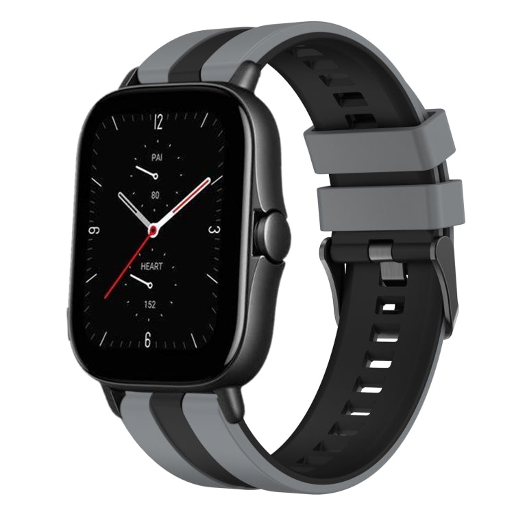 For Amazfit GTS 2E 20mm Two-Color Sports Silicone Watch Band(Grey+Black) - Watch Bands by buy2fix | Online Shopping UK | buy2fix