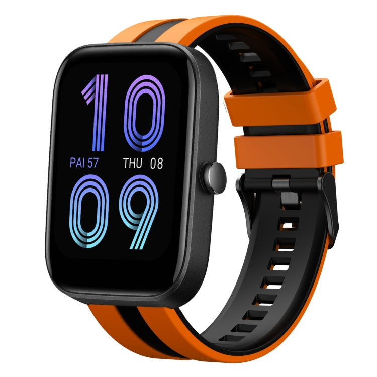 For Amazfit Bip3 20mm Two-Color Sports Silicone Watch Band(Orange+Black) - Watch Bands by buy2fix | Online Shopping UK | buy2fix