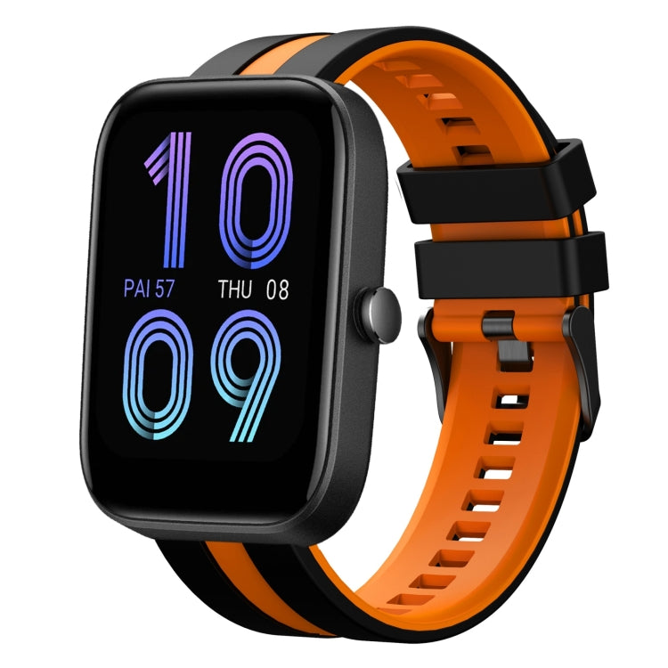 For Amazfit Bip3 20mm Two-Color Sports Silicone Watch Band(Black+Orange) - Watch Bands by buy2fix | Online Shopping UK | buy2fix