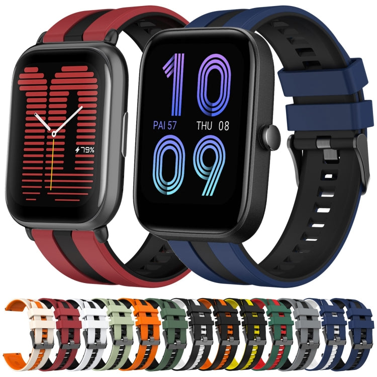For Amazfit GTS 2 20mm Two-Color Sports Silicone Watch Band(Starlight+Orange) - Watch Bands by buy2fix | Online Shopping UK | buy2fix