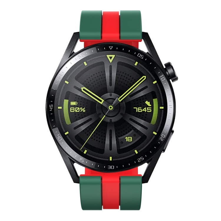For Amazfit Bip3 Pro 20mm Two-Color Sports Silicone Watch Band(Olive Green+Black) - Watch Bands by buy2fix | Online Shopping UK | buy2fix