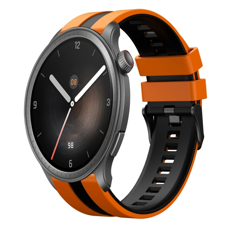For Amazfit Balance 22mm Two-Color Sports Silicone Watch Band(Orange+Black) - Watch Bands by buy2fix | Online Shopping UK | buy2fix