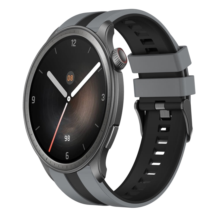 For Amazfit Balance 22mm Two-Color Sports Silicone Watch Band(Grey+Black) - Watch Bands by buy2fix | Online Shopping UK | buy2fix